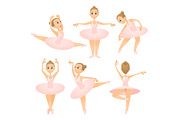 Ballerina girl concept set, cartoon