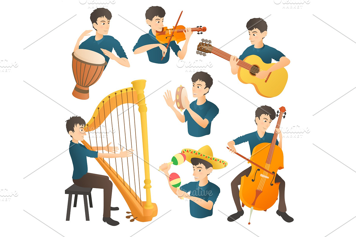 Musician concept set, cartoon style in Illustrations - product preview 8