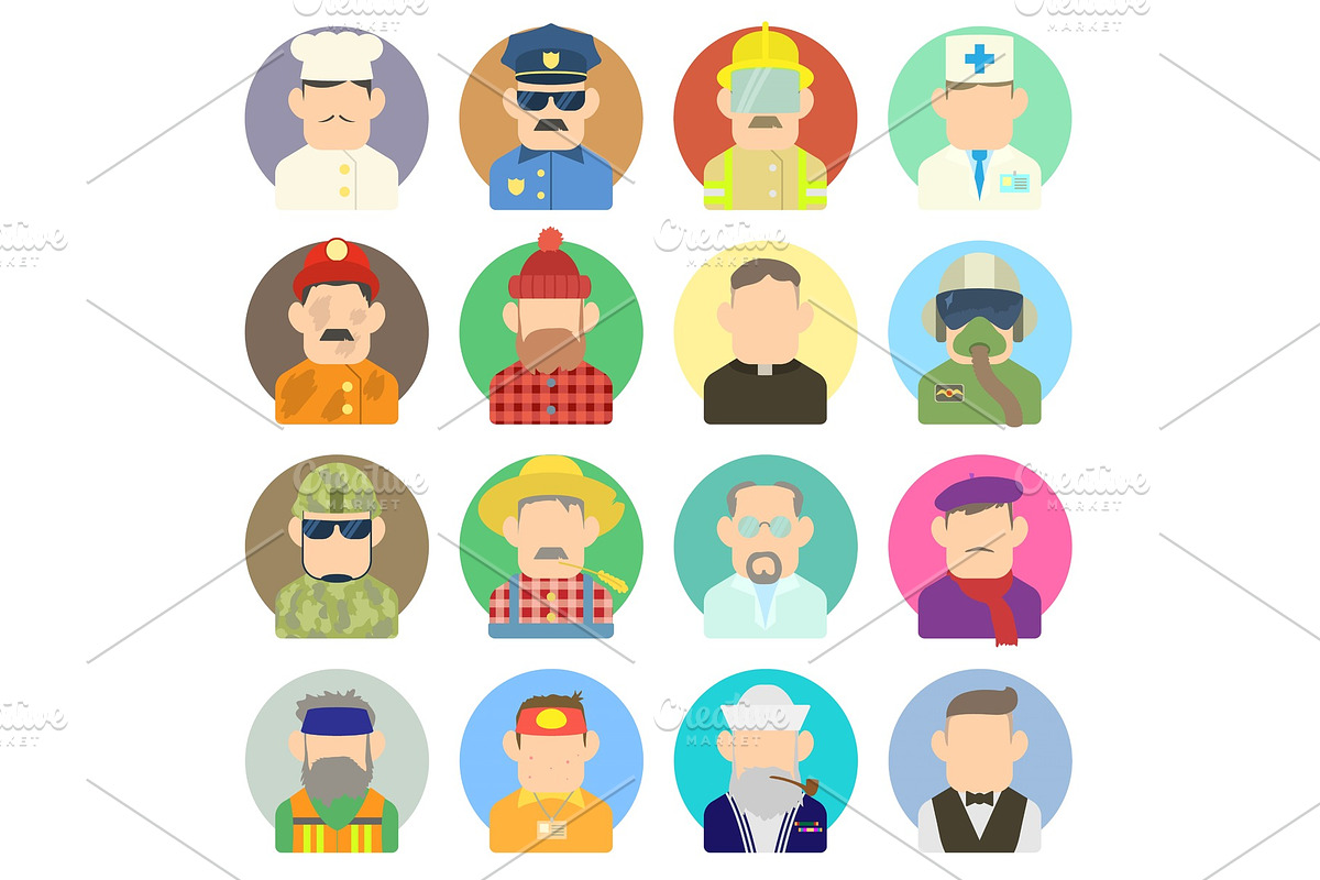 Profession icons set, flat style in Illustrations - product preview 8