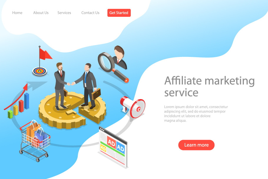 Landing page of affiliate marketing