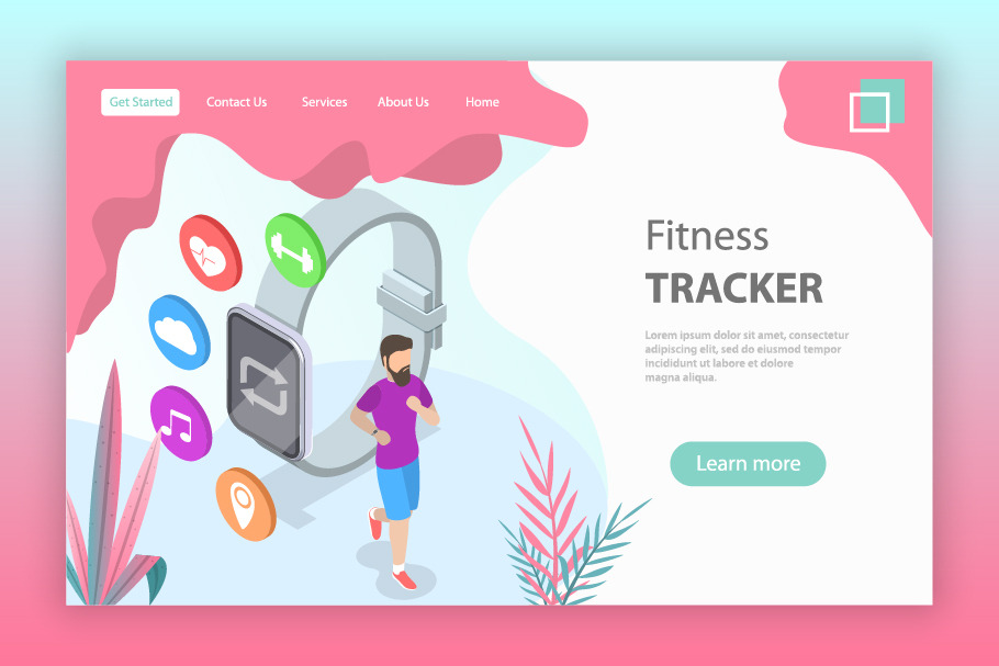 Landing page of fitness tracker