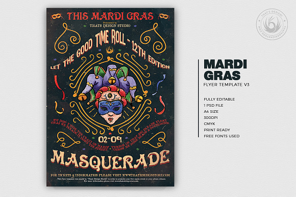 Mardi Gras Flyer Template V3 in Flyer Templates - product preview 1