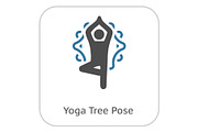 Yoga Fitness Tree Pose Icon. Flat