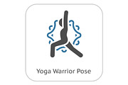 Yoga Warrior Pose Icon. Flat Design