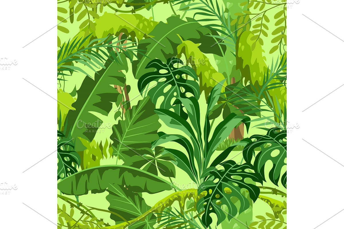 Seamless pattern with jungle plants. in Patterns - product preview 8