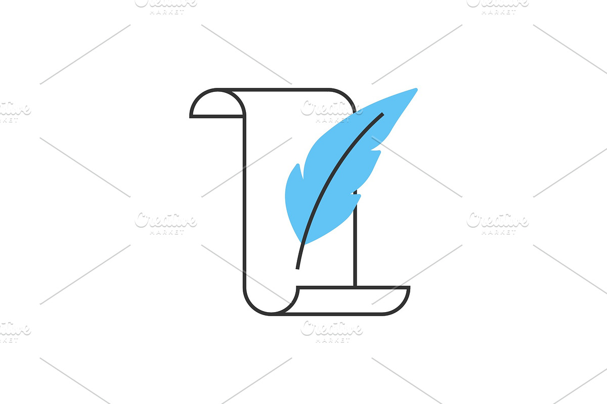 Paper scroll with feather line icon in Icons - product preview 8