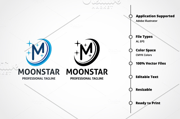 Letter M - Moon Star Logo in Logo Templates - product preview 6