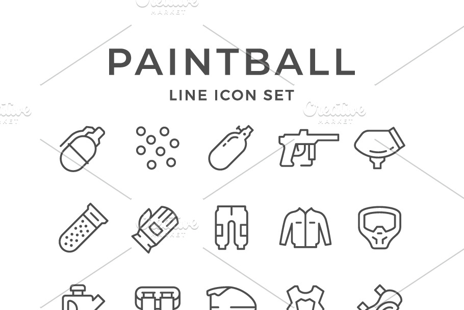 Set line icons of paintball in Icons - product preview 8