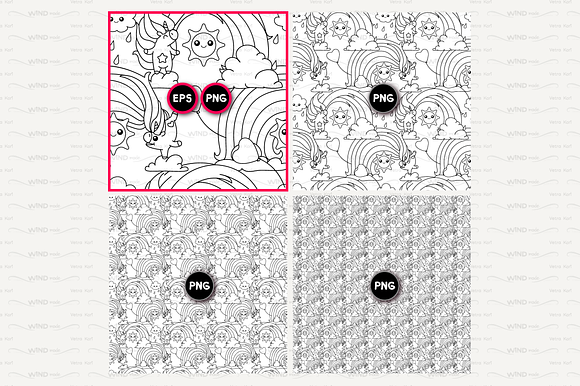 vector Unicorn seamless pattern in Patterns - product preview 1