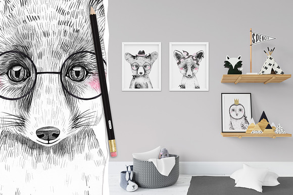 WOODLAND BABIES watercolor set in Illustrations - product preview 1