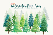 Watercolor Pine Trees Clip Art