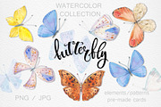 Butterflies. Watercolor collection.