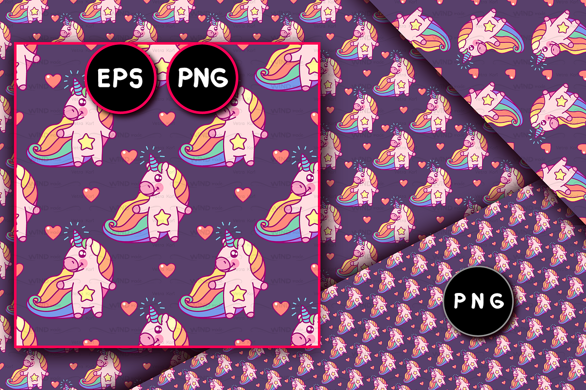 vector Unicorn seamless pattern in Patterns - product preview 8