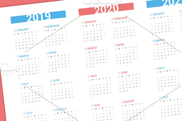 Calendar for next 4 years 2019-2022 in Stationery Templates - product preview 1