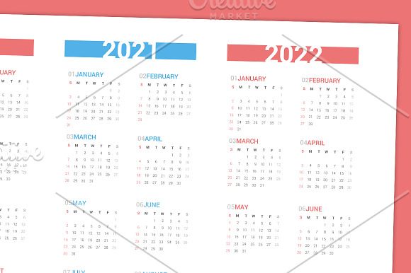 Calendar for next 4 years 2019-2022 in Stationery Templates - product preview 2