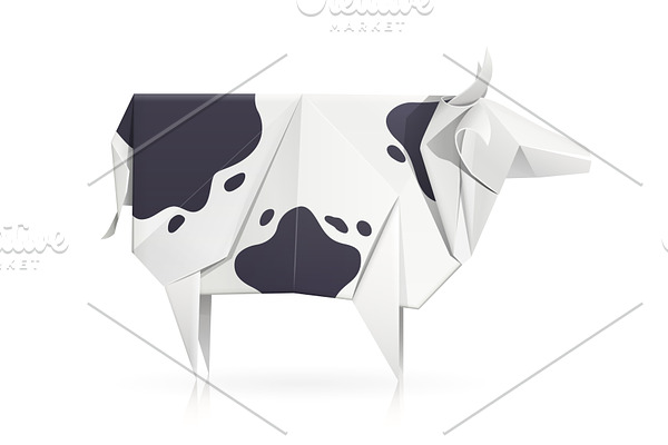 Cow. Paper origami toy. Handmade
