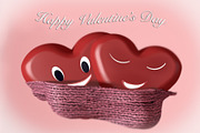 3d two red heart for happy st valent