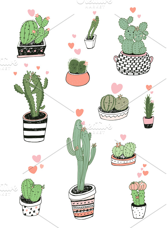Cactus in Love❤ in Illustrations - product preview 1