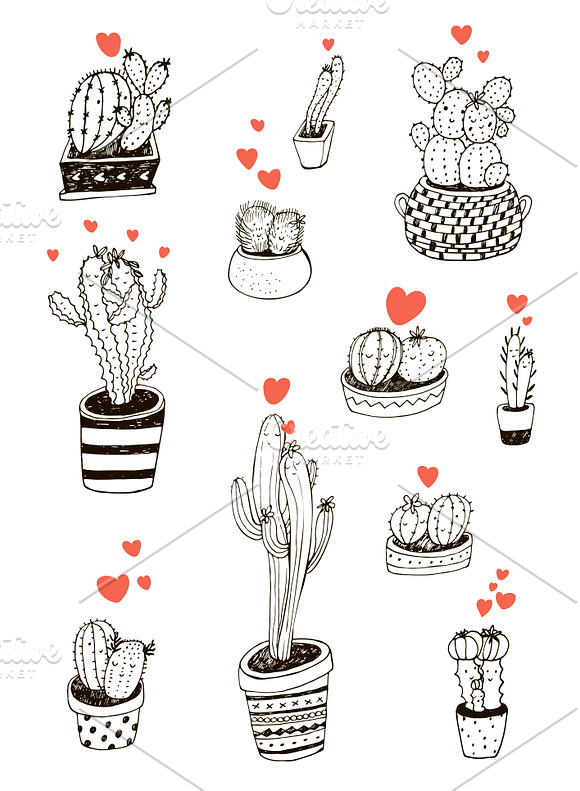 Cactus in Love❤ in Illustrations - product preview 2
