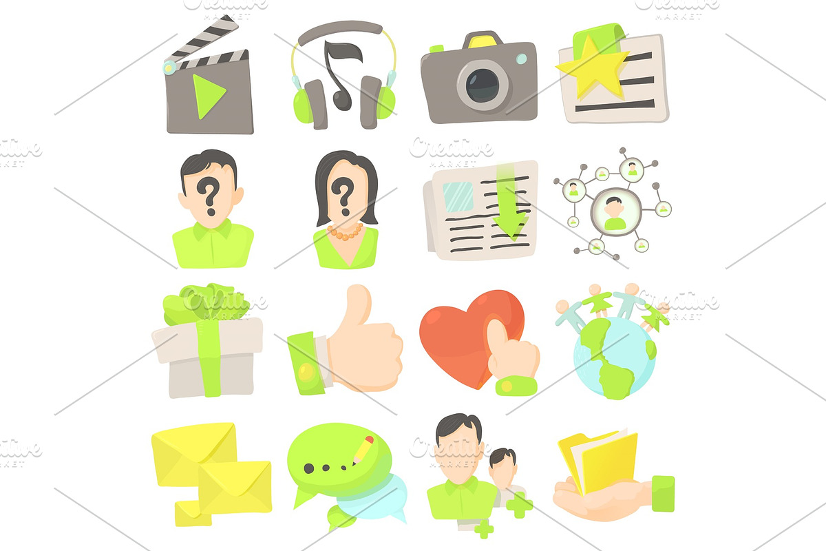 Advertisement icons set, cartoon in Illustrations - product preview 8