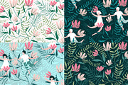 Seamless Patterns Flowers and Lovers
