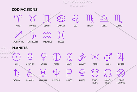 Astrology Symbols | Line Icon Set in Icons Packs - product preview 3