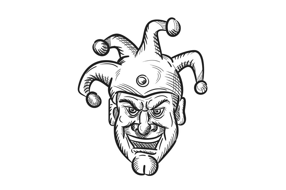 Crazy Medieval Court Jester Drawing