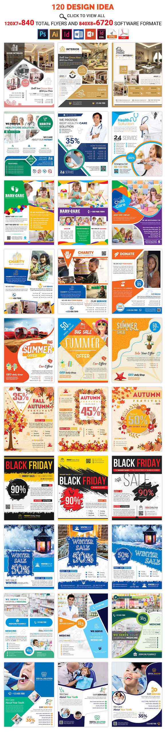 120 Corporate Flyer & Poster Bundle in Flyer Templates - product preview 1
