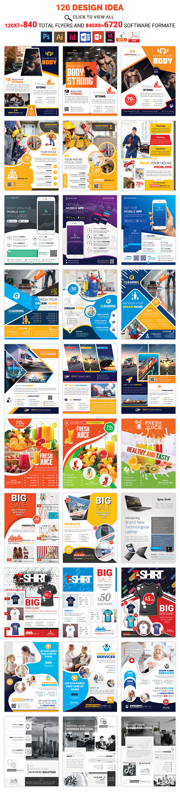 120 Corporate Flyer & Poster Bundle in Flyer Templates - product preview 2