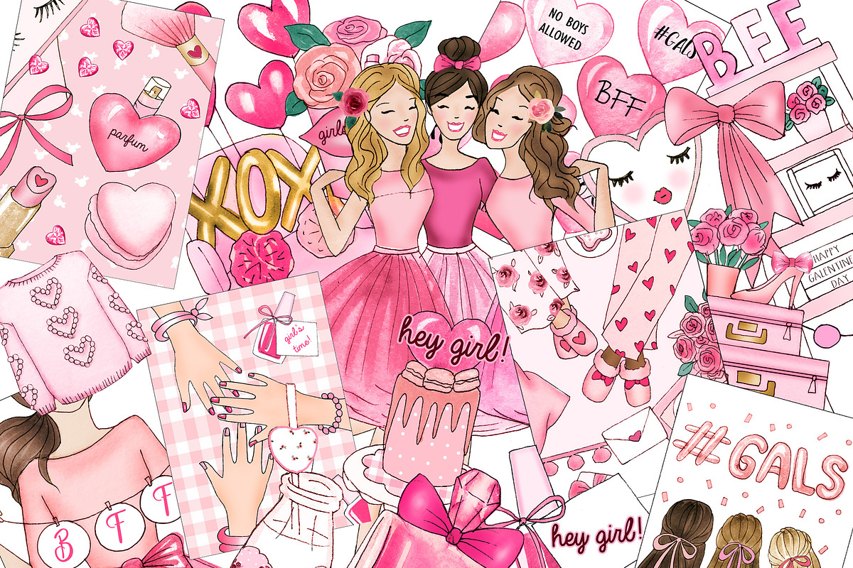 Galentines clipart set in Icons - product preview 8
