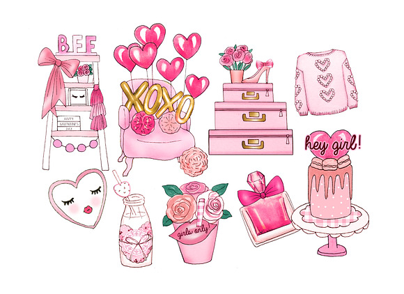 Galentines clipart set in Icons - product preview 1