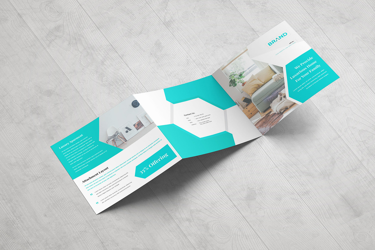 Business Square Tri fold Brochure in Brochure Templates - product preview 8