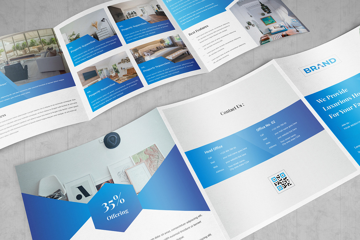 Real Estate Square Tri fold Brochure in Brochure Templates - product preview 8