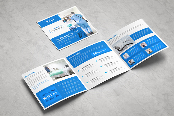 Medical Square Trifold Brochure  in Brochure Templates - product preview 5