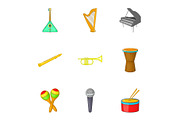 Device for music icons set, cartoon