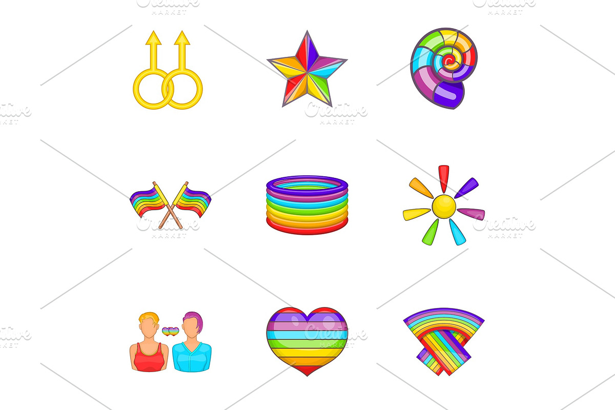 Sexual minorities icons set, cartoon in Objects - product preview 8