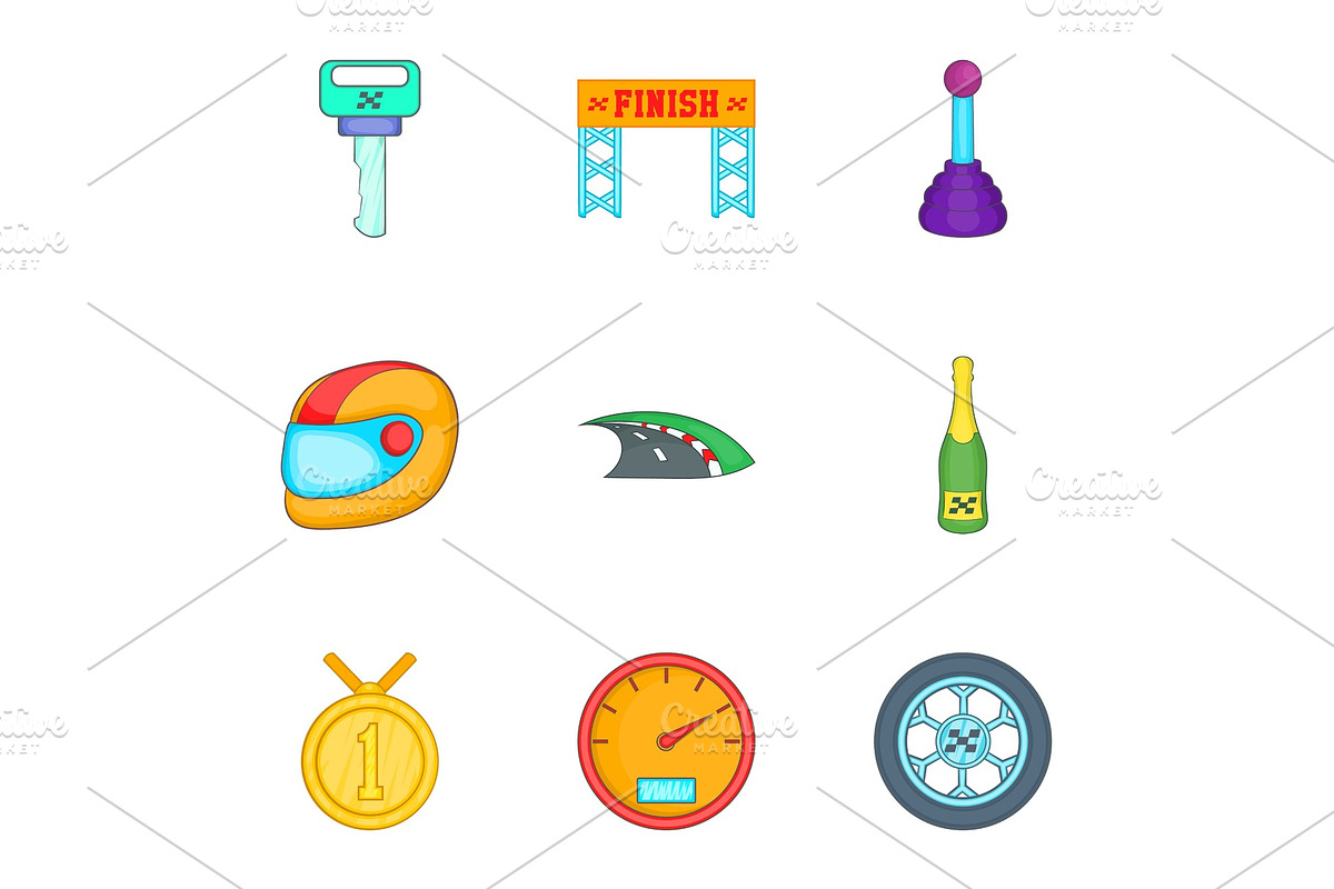 Racing and competition icons set in Illustrations - product preview 8