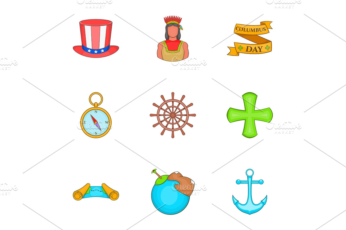 Geography icons set, cartoon style in Objects - product preview 8
