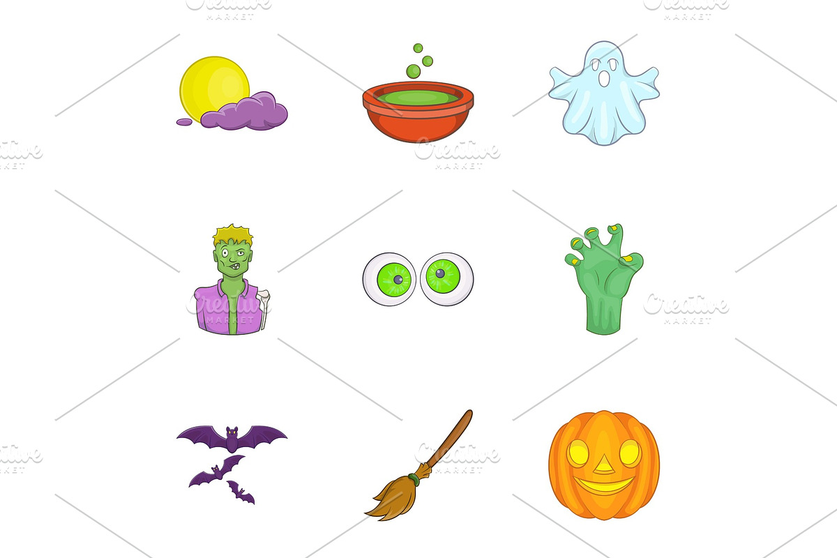 All hallows evening icons set in Objects - product preview 8