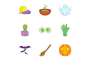 All hallows evening icons set
