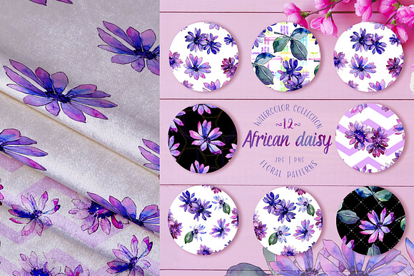 African daisy Watercolor png in Illustrations - product preview 1