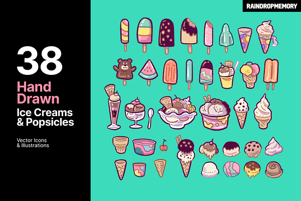 Cute Hand Drawn Ice Creams Icon Pack