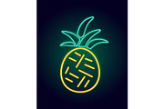 Neon Pineapple with Glowing Vector