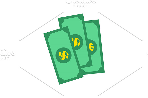 Banknotes of Green Color, Vector