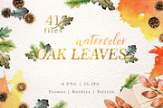 Oak leaves Watercolor png 
