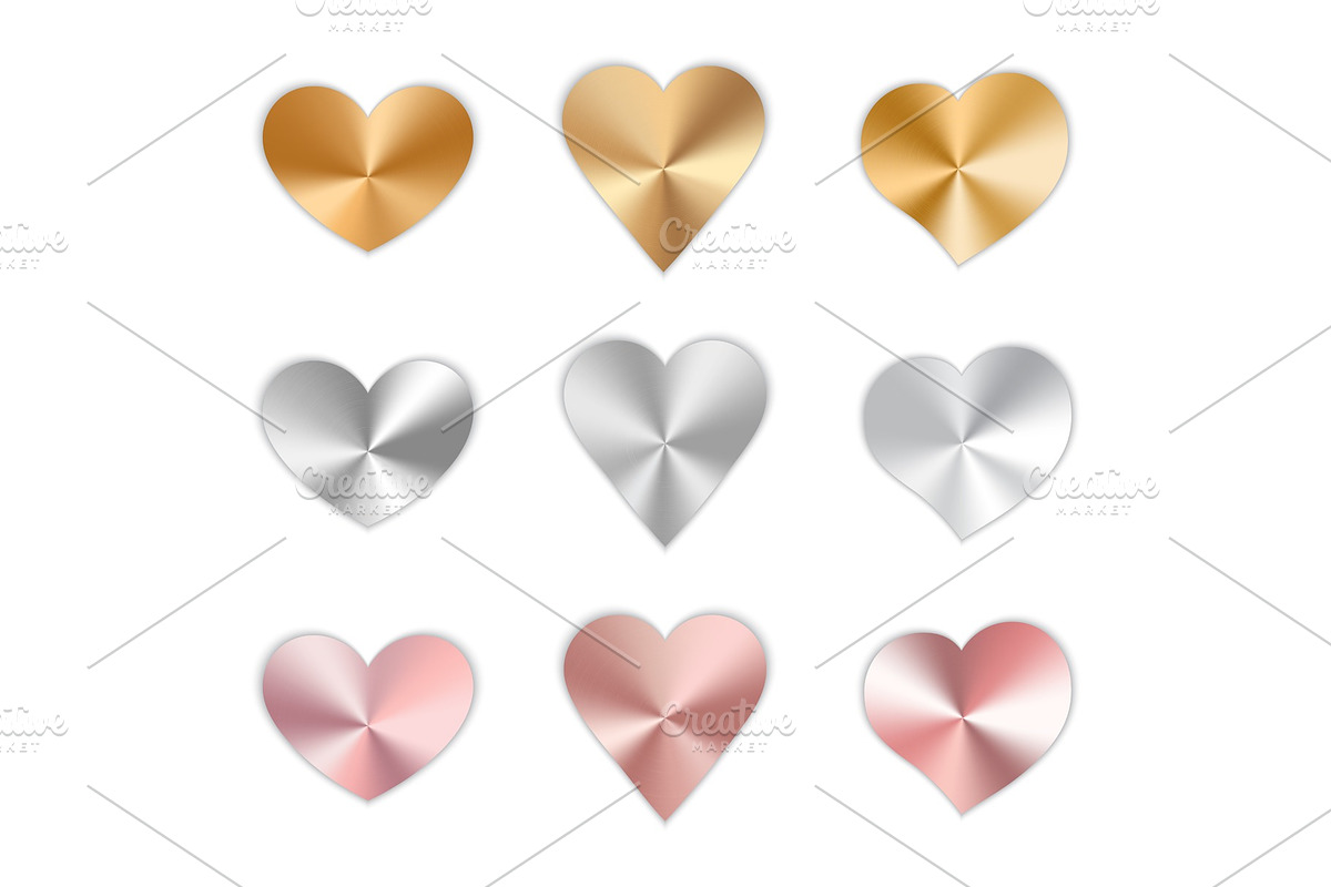 Set of metal hearts in Objects - product preview 8