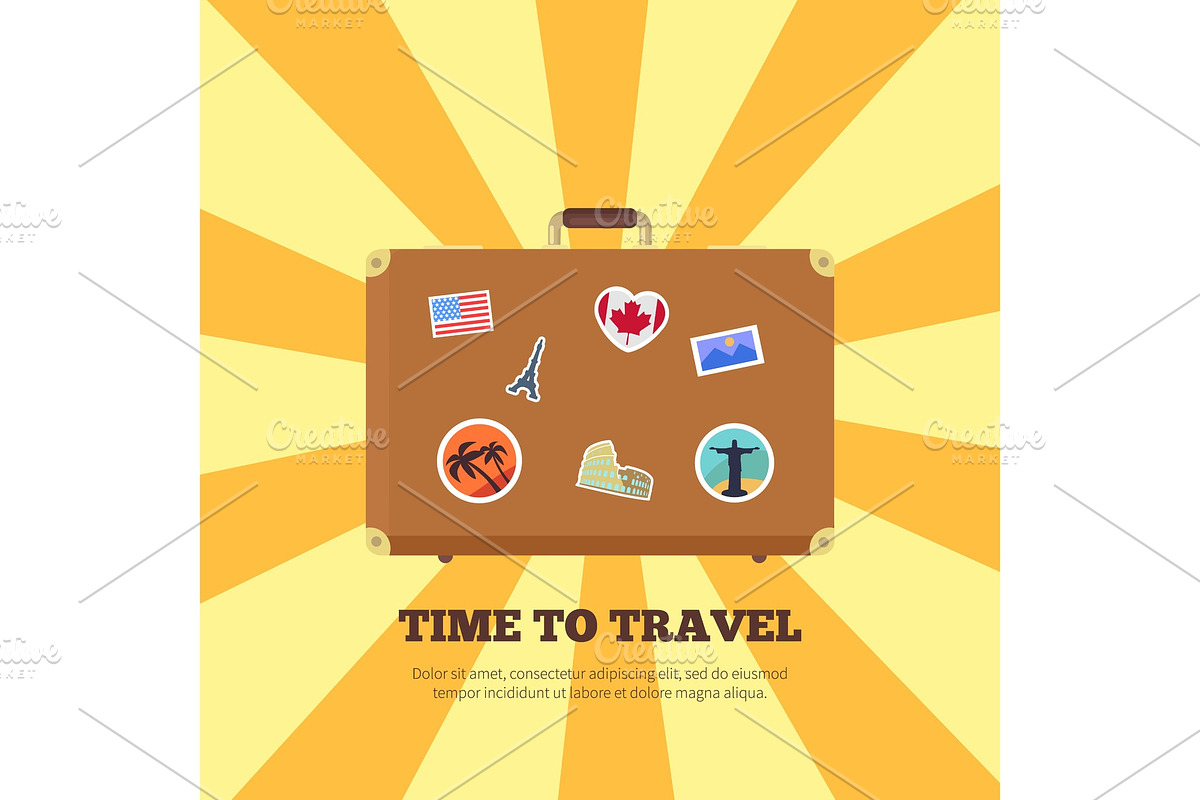 Time to Travel Bright Poster Vector in Illustrations - product preview 8