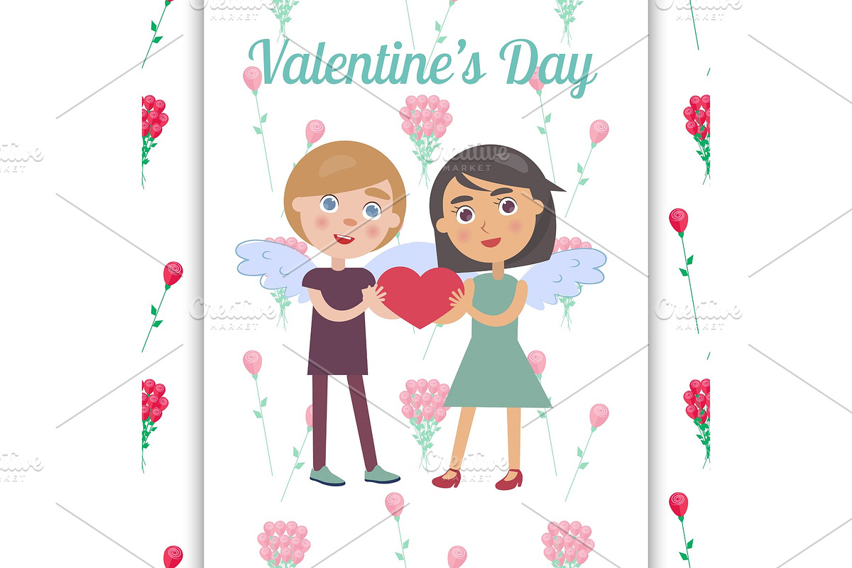Valentine`s Day Card with Pretty in Illustrations - product preview 8