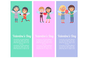Valentines Day Postcards Set with