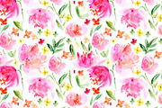 Watercolor floral spring pattern